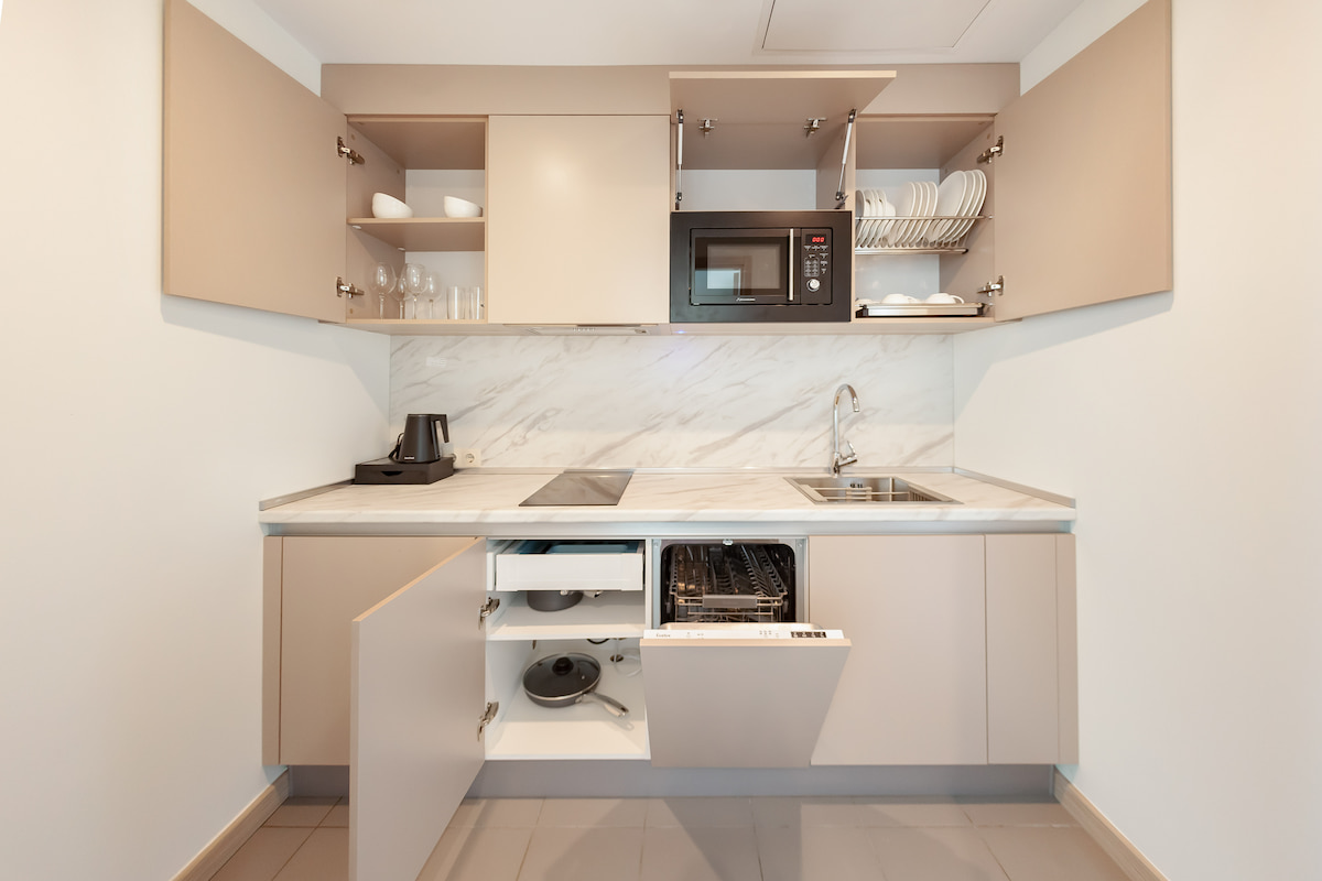 Three-room apartments with a kitchen